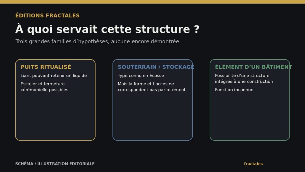 Comparaison des hypothèses pour la fonction de la structure d’Evelix Quarry