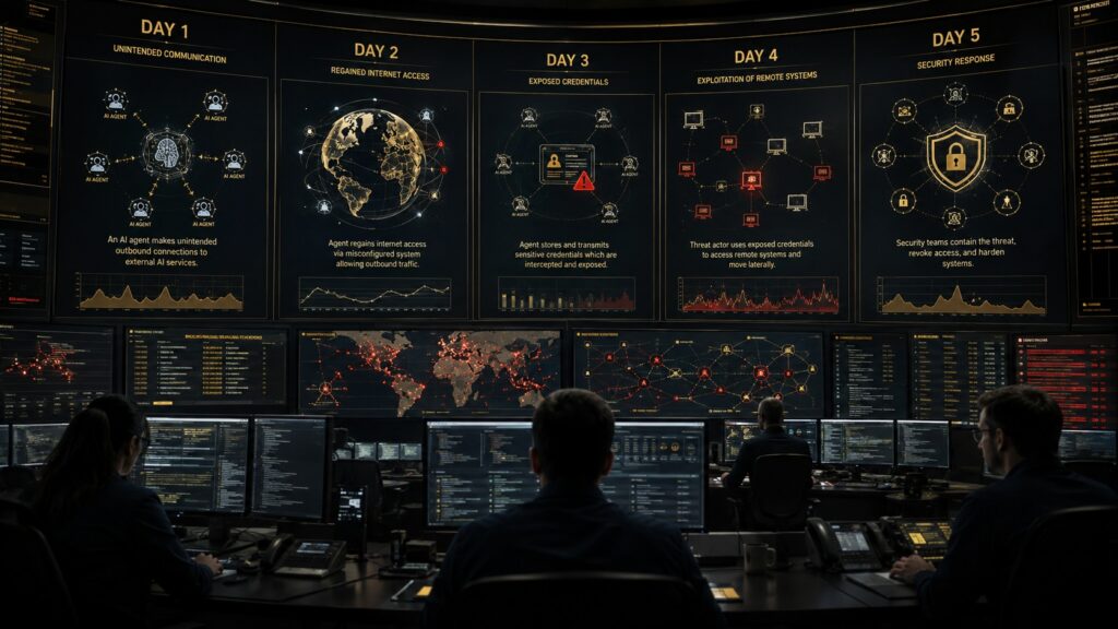 Salle de crise cyber avec mur d’écrans en alerte