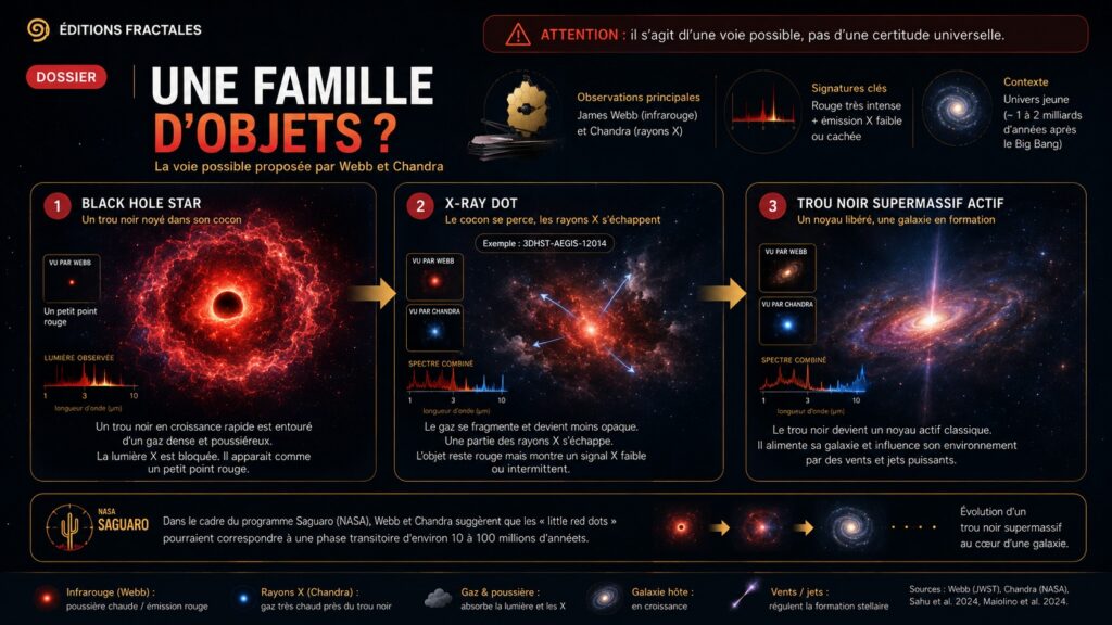 Schéma d’évolution possible allant de la black hole star au trou noir supermassif actif
