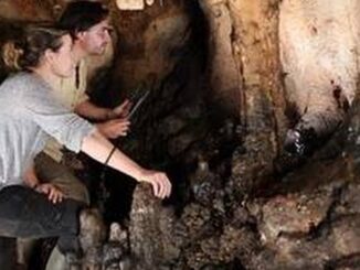 Chercheurs dans la Cova Dones lors de travaux archéologiques souterrains