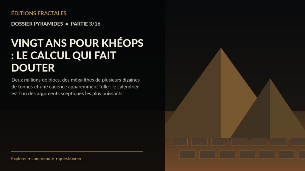 VINGT ANS POUR KHÉOPS : LE CALCUL QUI FAIT DOUTER
