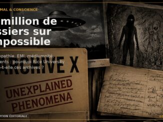 Illustration cinématographique d’archives remplies de dossiers sur le paranormal