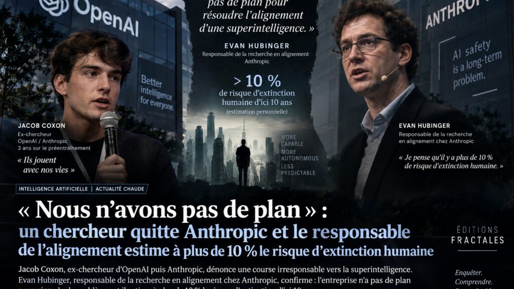 « Nous n’avons pas de plan » : un chercheur quitte Anthropic et le responsable de l’alignement estime à plus de 10 % le risque d’extinction humaine