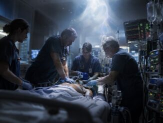 Équipe médicale en pleine réanimation dans une unité de soins intensifs