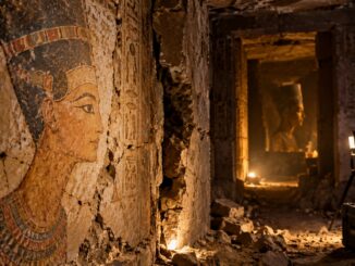 Tombe égyptienne mystérieuse avec représentation royale et passage sombre
