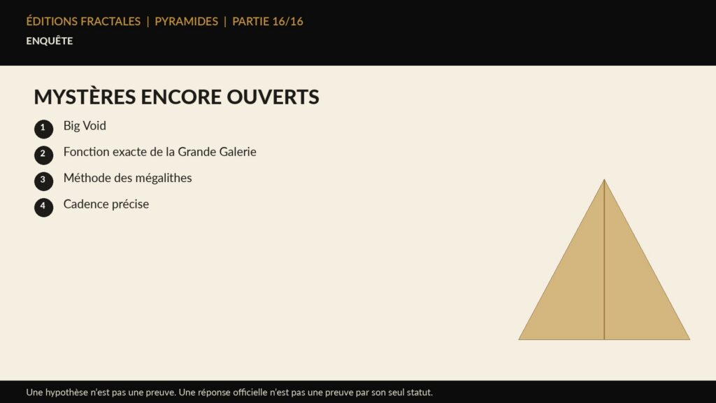 Infographie Éditions Fractales sur mystères encore ouverts