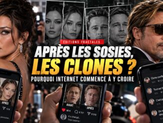 Visages de célébrités et smartphones autour du titre Après les sosies, les clones ?